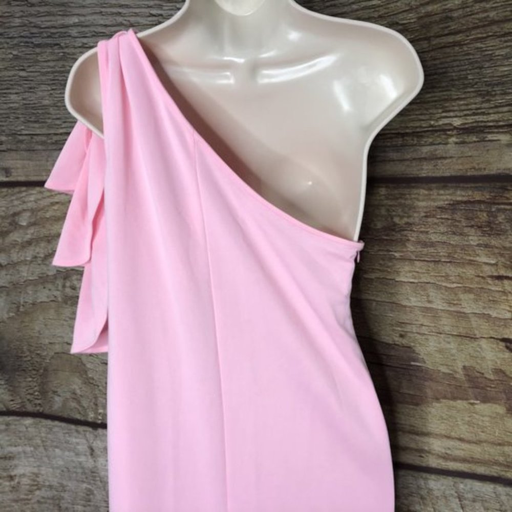OrderPlus Med Pink One Ruffle Shoulder Maxi Dress - Picture 4 of 6
